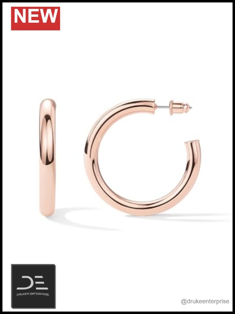 Chunky 18K Gold Plated Hoop Earrings for Women - 40mm Lightweight Hypoallergenic